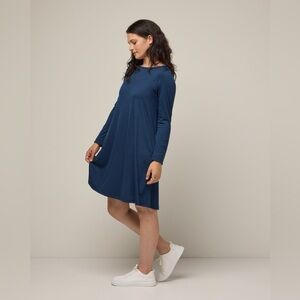 Wool& Rowena Style Merino Wool Long Sleeve Swing Dress Large